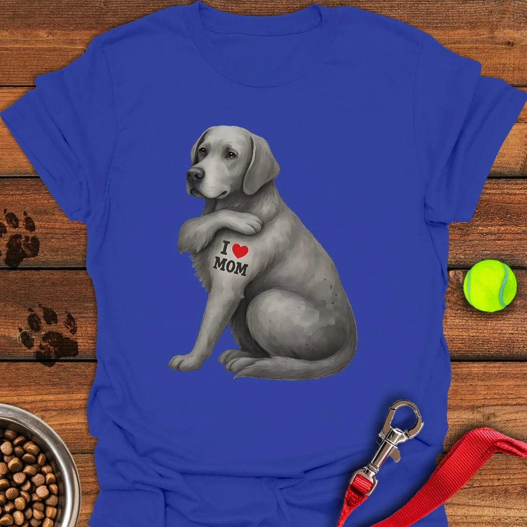 Silver Labrador I Love Mom T-Shirt Royal