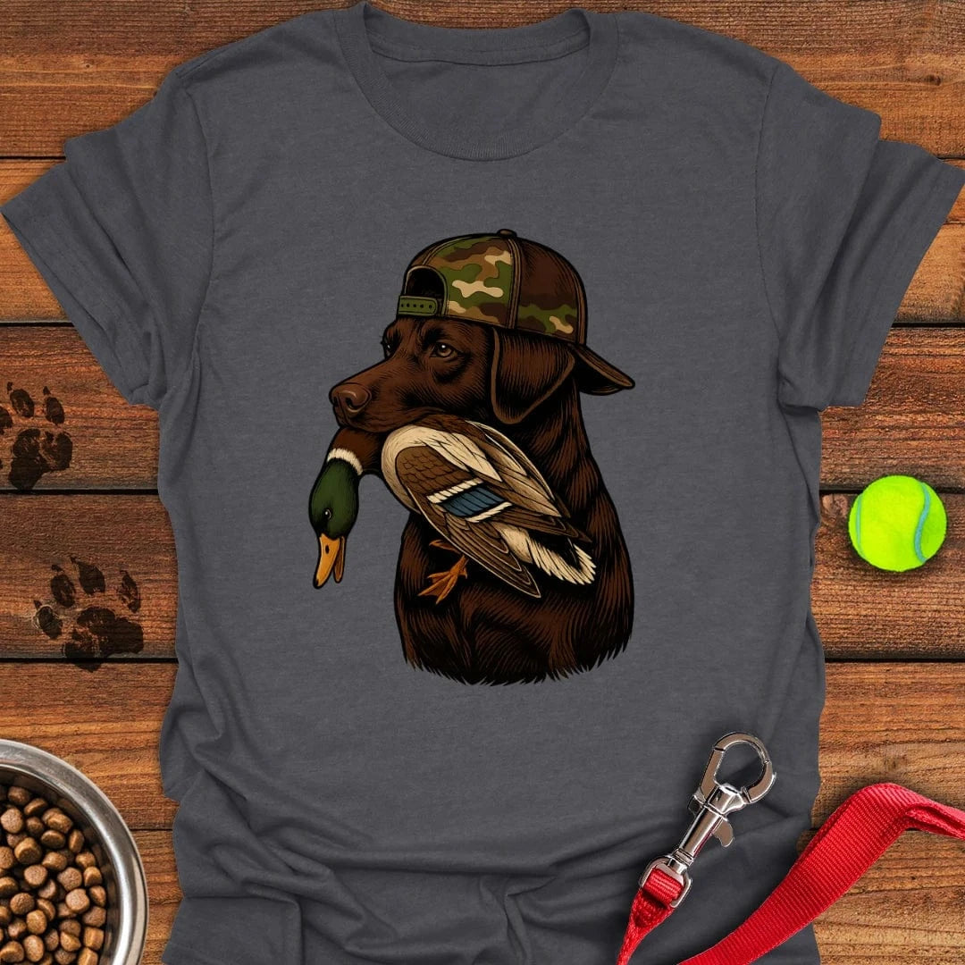 Chocolate Labrador Hunting T-Shirt Dark Heather
