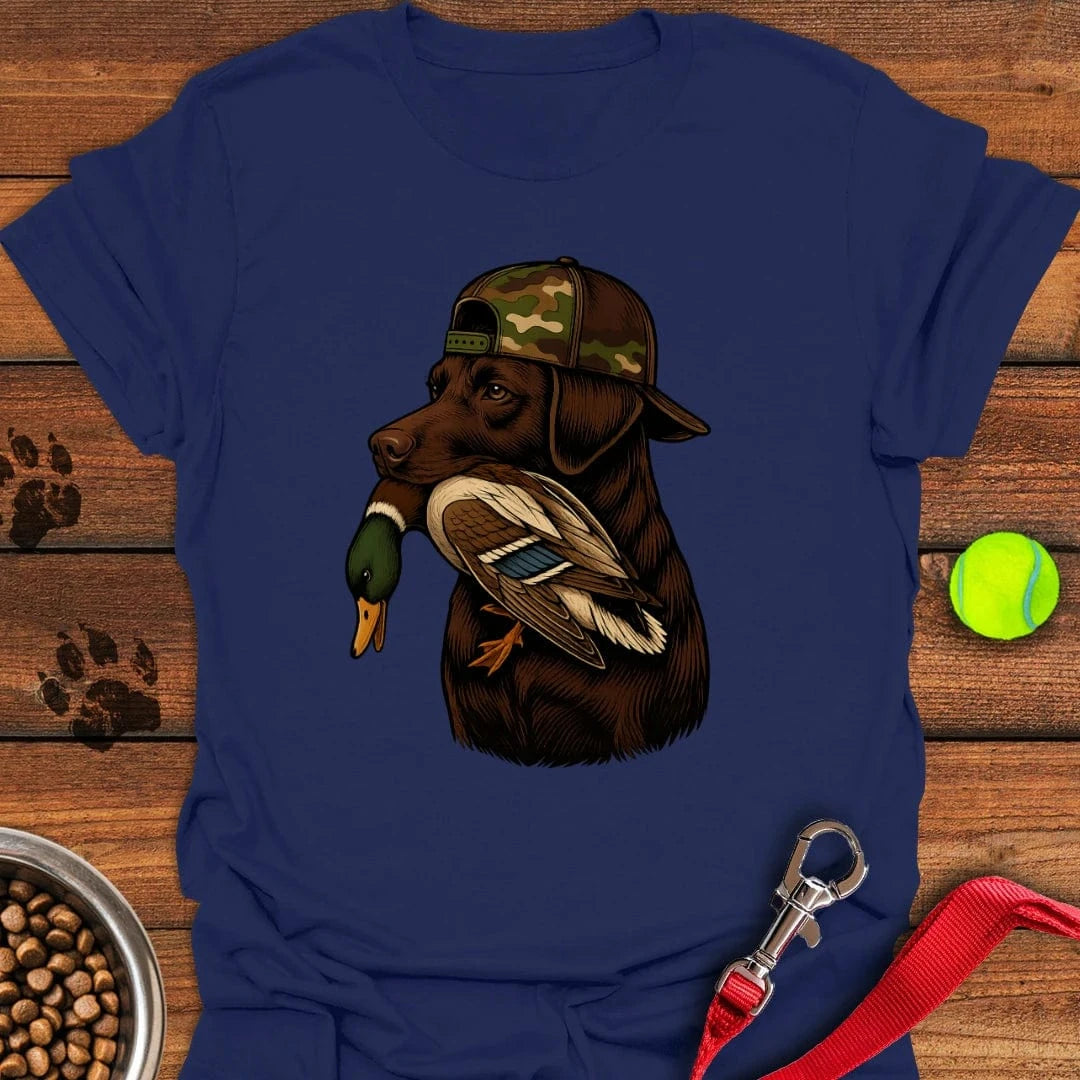 Chocolate Labrador Hunting T-Shirt Navy