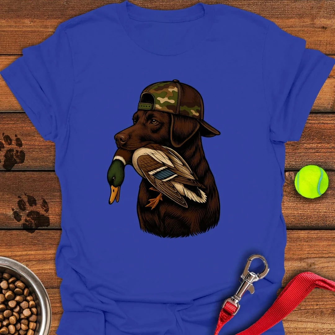 Chocolate Labrador Hunting T-Shirt Royal