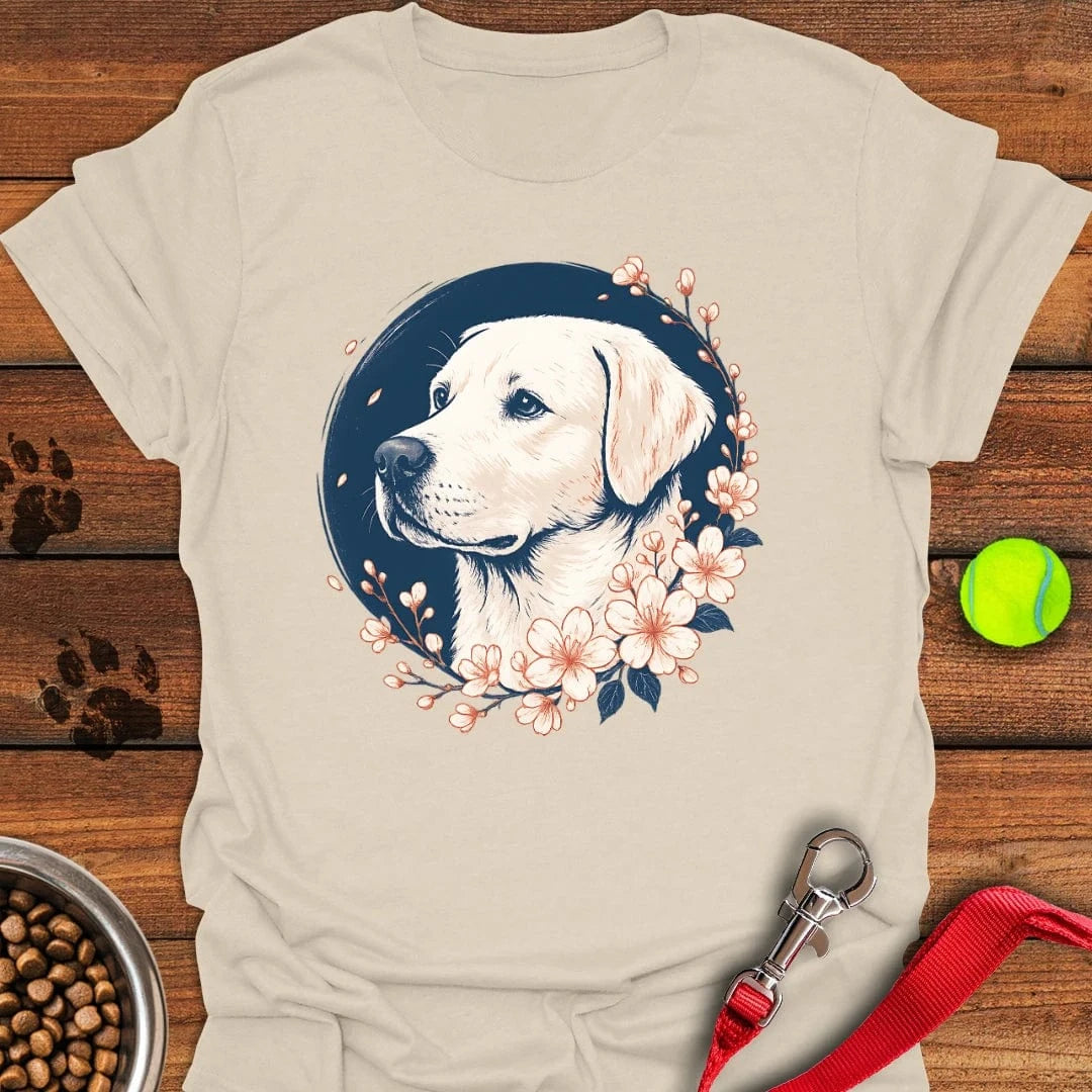 White Labrador Flower T-Shirt Natural