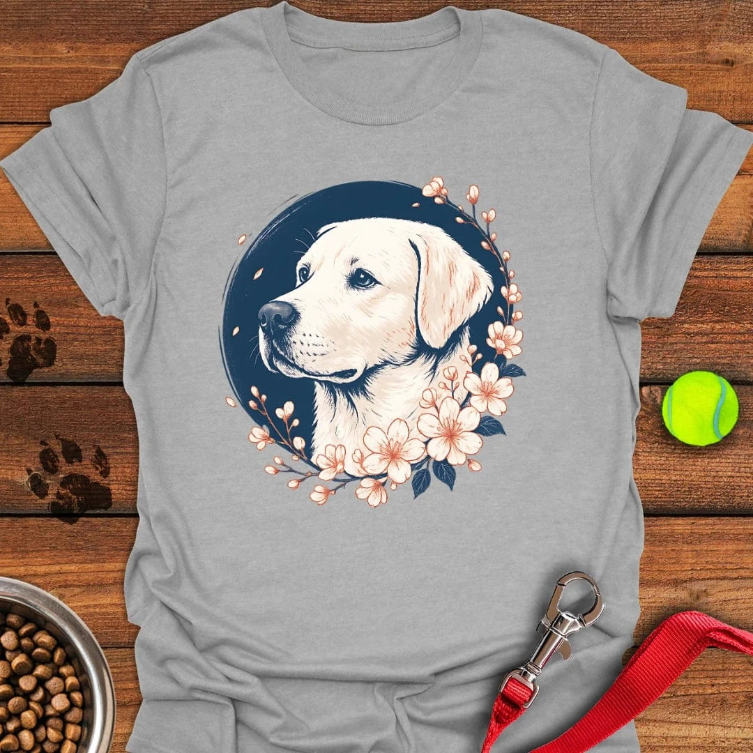 White Labrador Flower T-Shirt Sport Grey