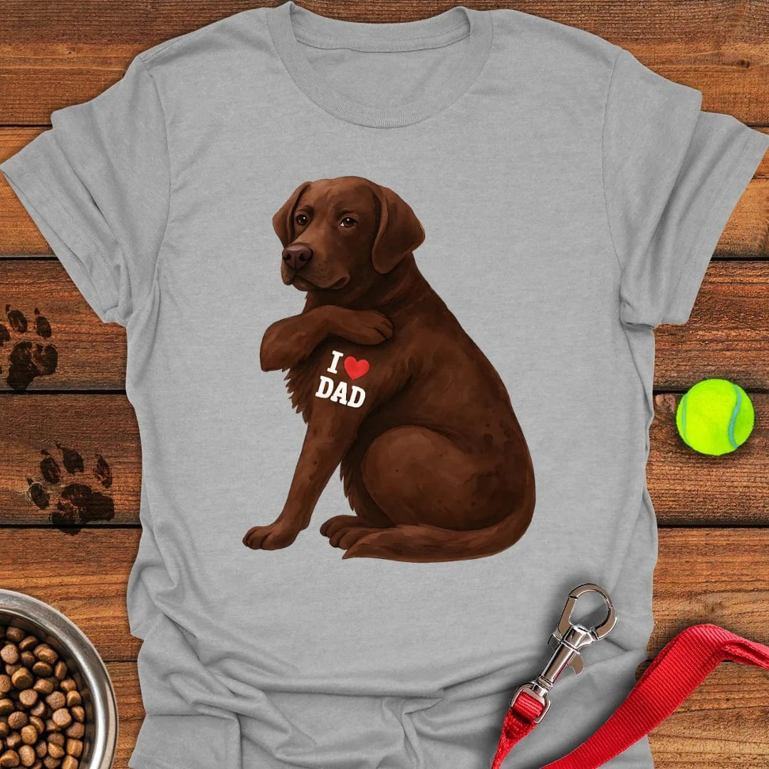 Chocolate Labrador I Love Dad T-Shirt Sport Grey