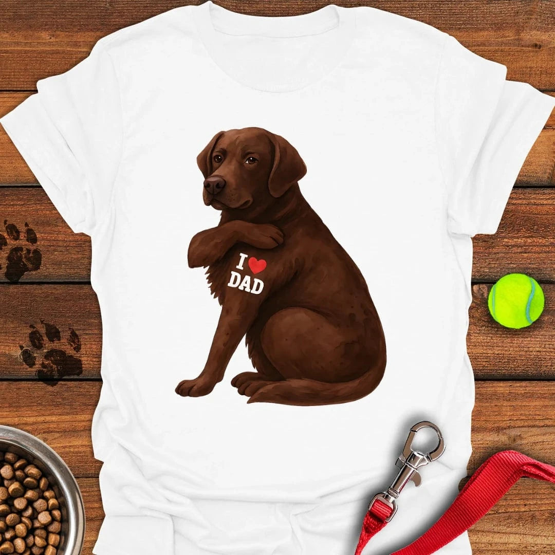 Chocolate Labrador I Love Dad T-Shirt White