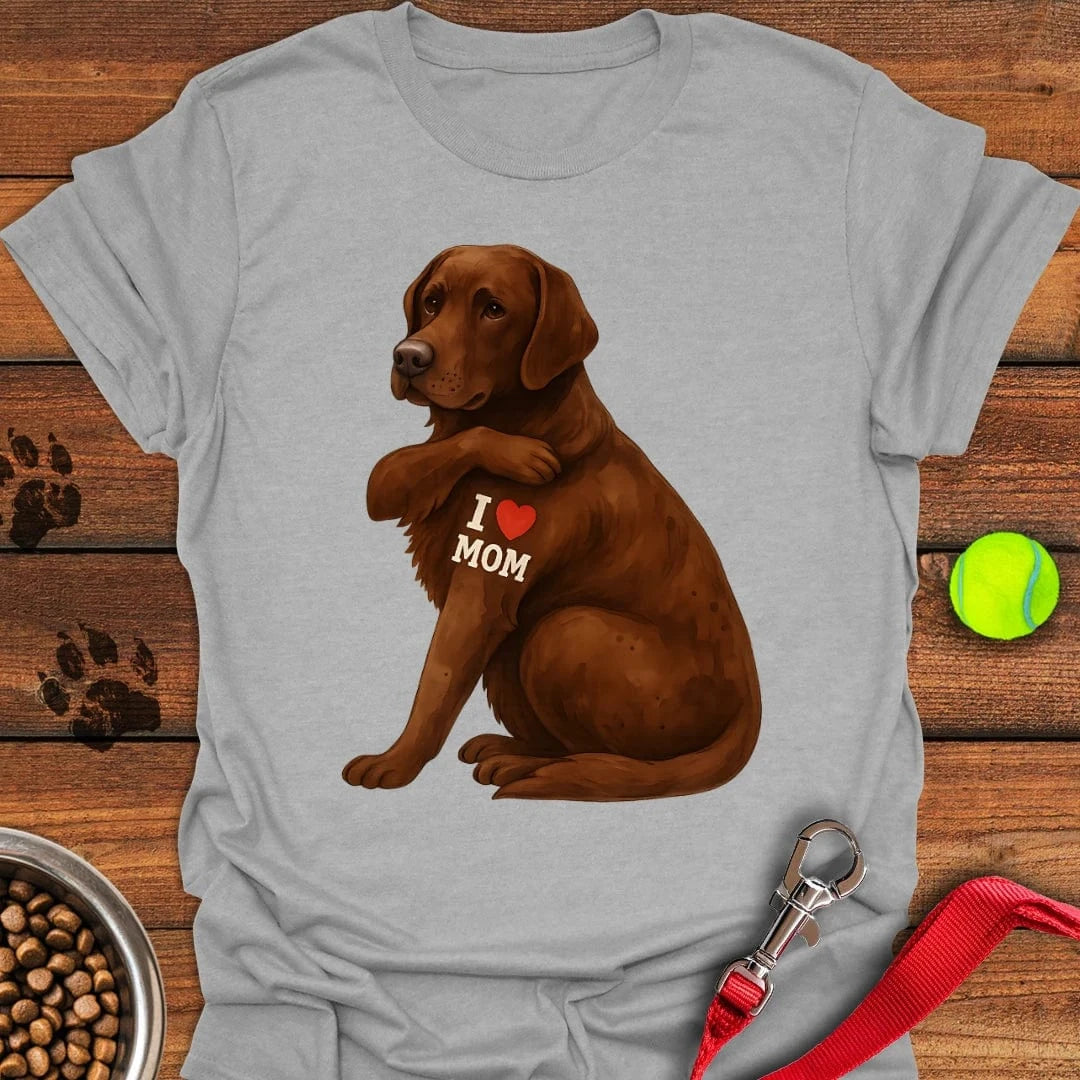 Chocolate Labrador I Love Mom T-Shirt Sport Grey