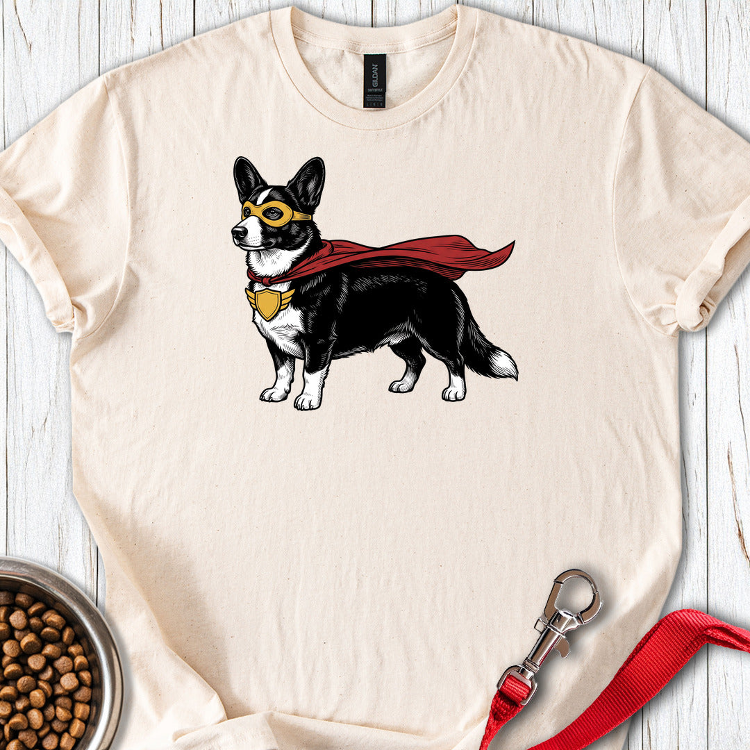 Cardigan Welsh Corgi Black And White Superhero — Natural