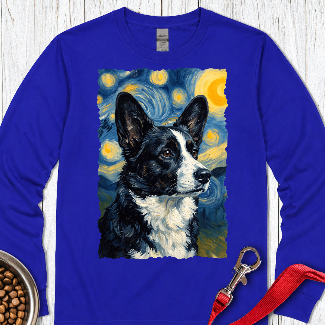 Cardigan Welsh Corgi Black And White Van Gogh Long Sleeve — Royal