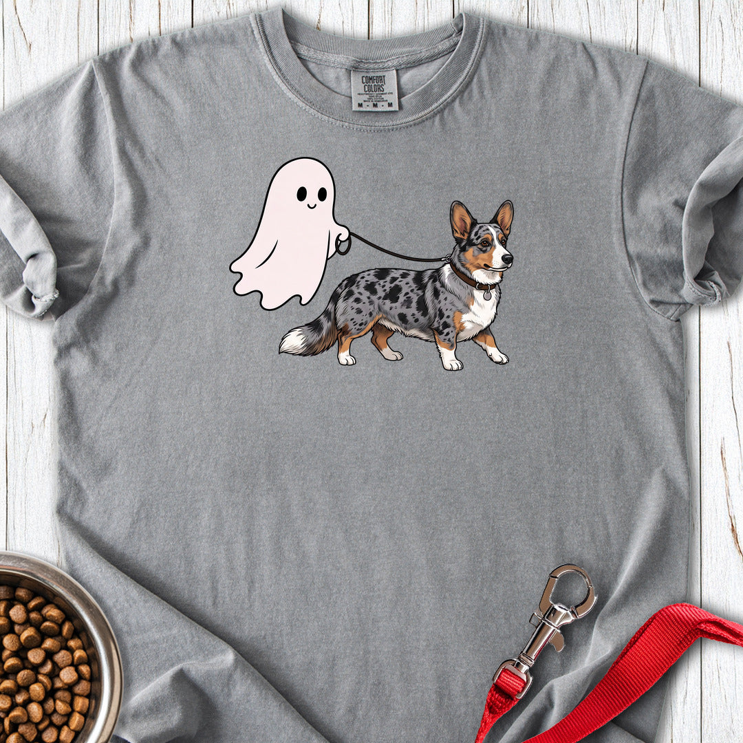 Cardigan Welsh Corgi Blue Merle Halloween Premium Tee — Grey