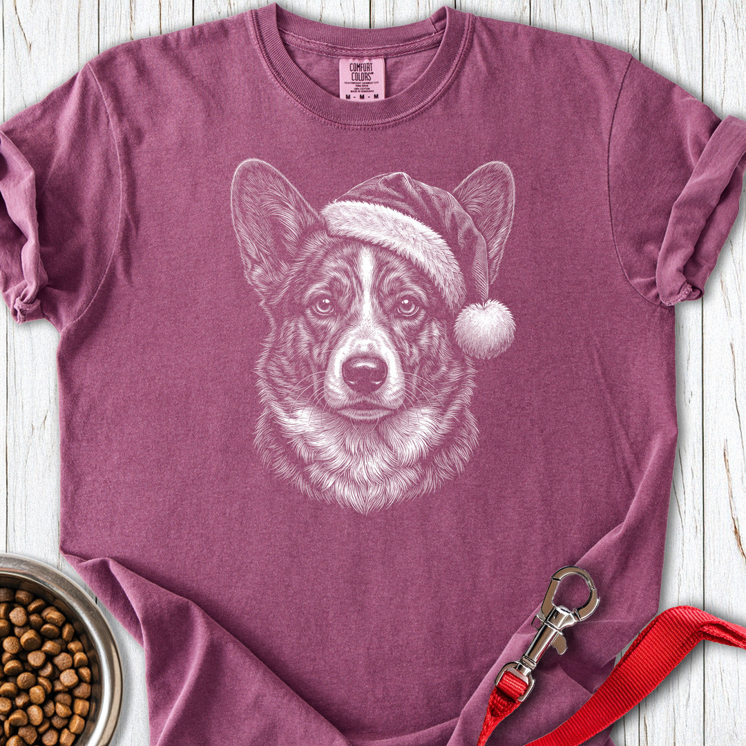 Cardigan Welsh Corgi Christmas Santa Hat Premium Tee Berry