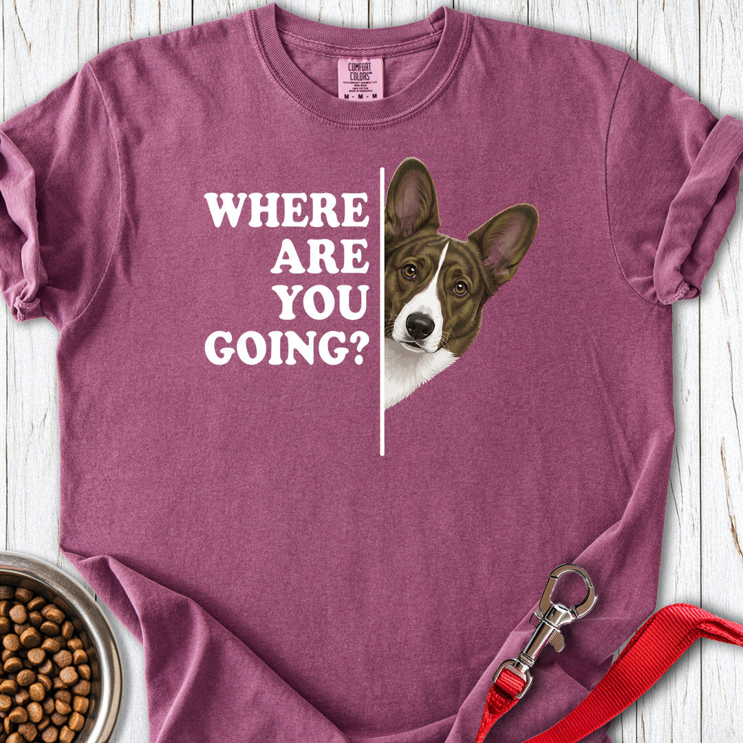 Cardigan Welsh Corgi Red Brindle Where Are You Going Premium Tee — Berry