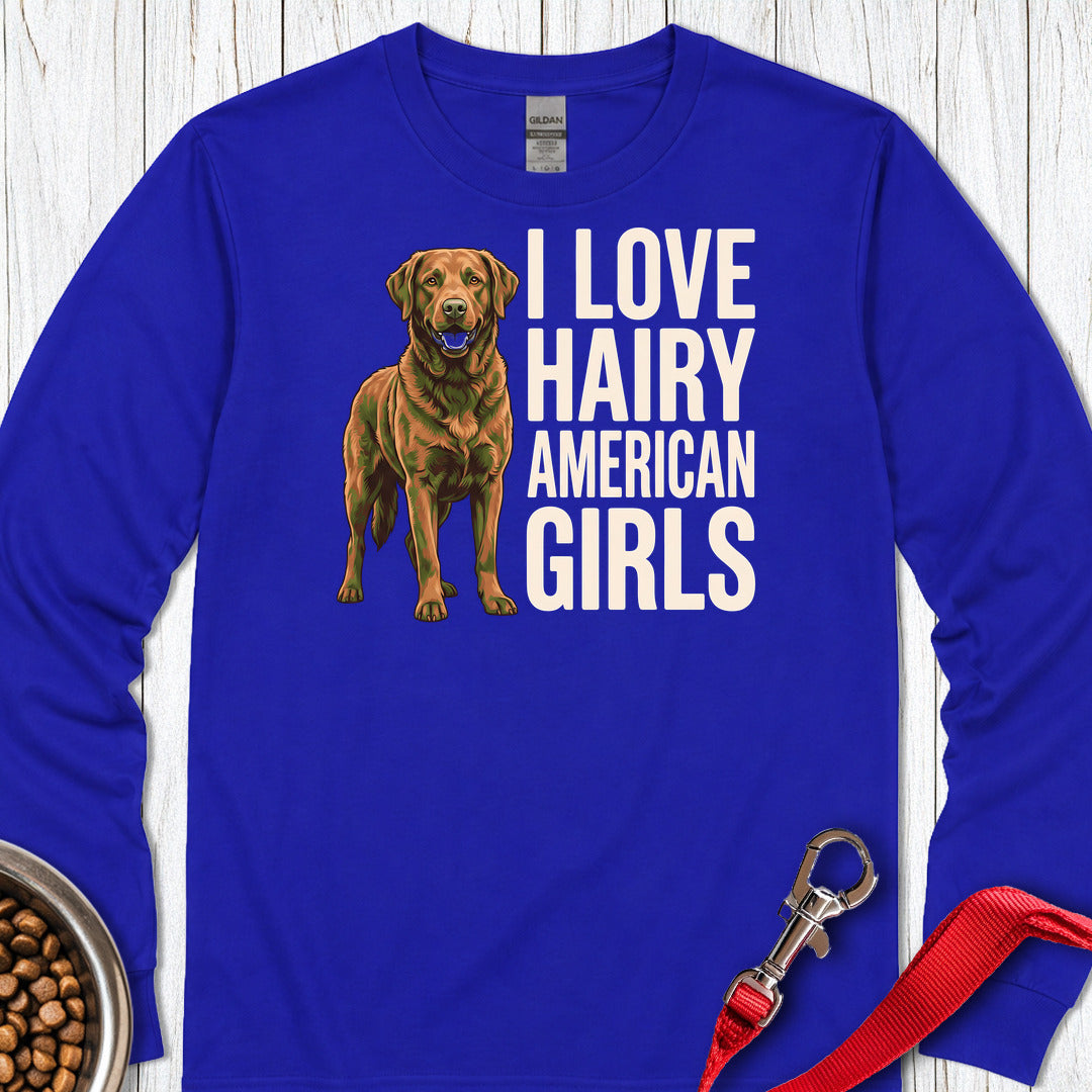 Chesapeake Bay Retriever Hairy Girls Long Sleeve — Royal