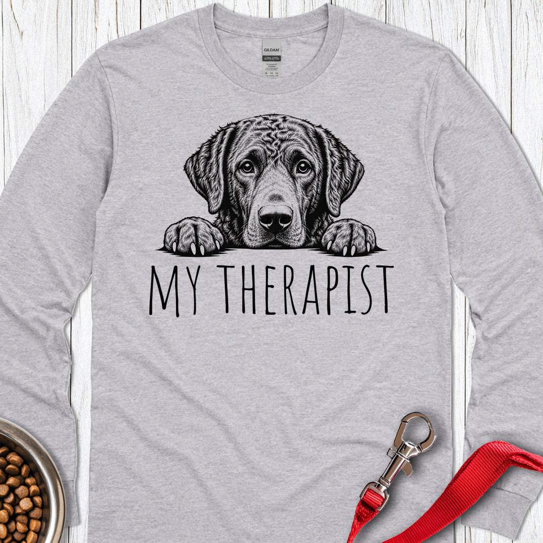 Chesapeake Bay Retriever My Therapist Long Sleeve — Sport Grey