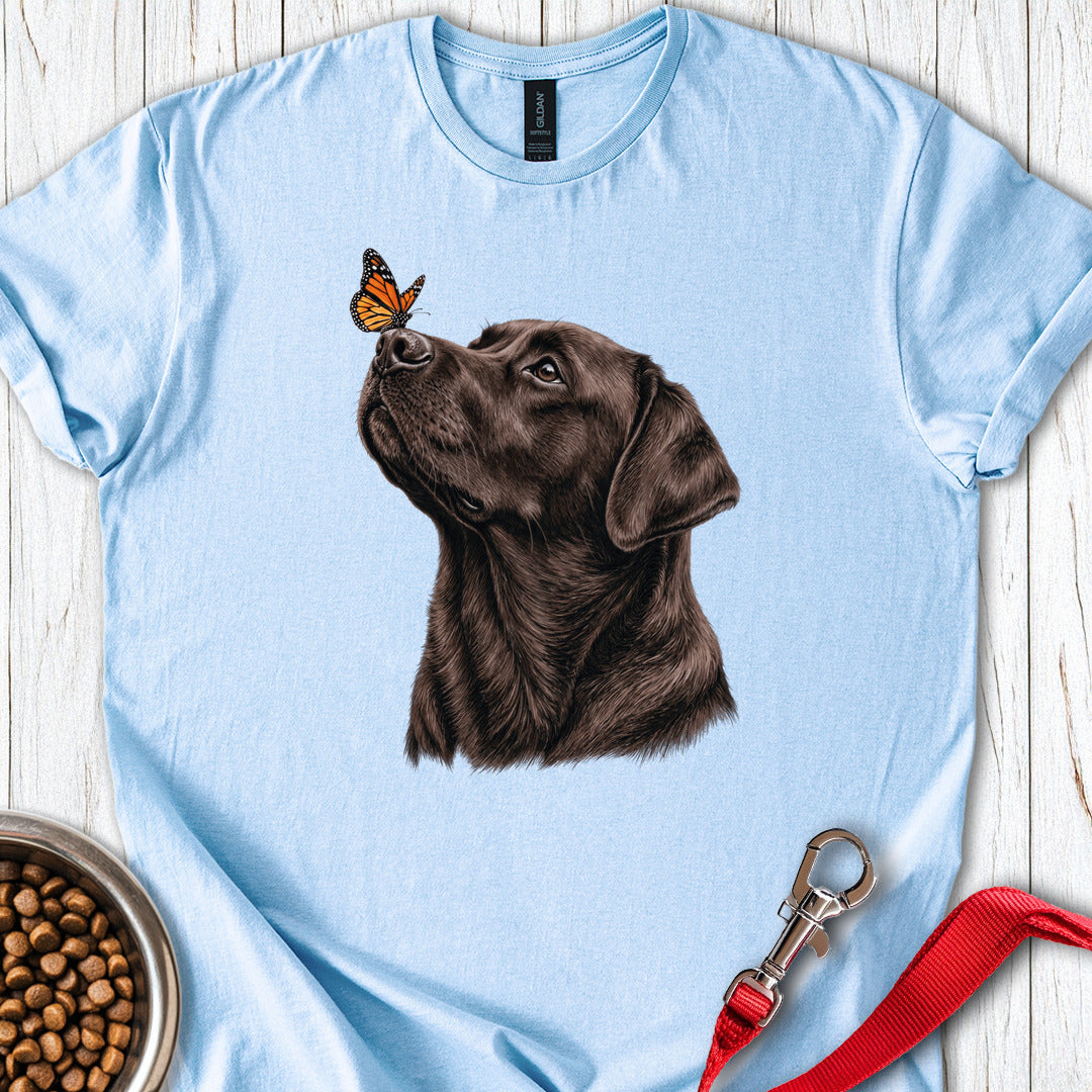 Chocolate Labrador Butterfly Light Blue