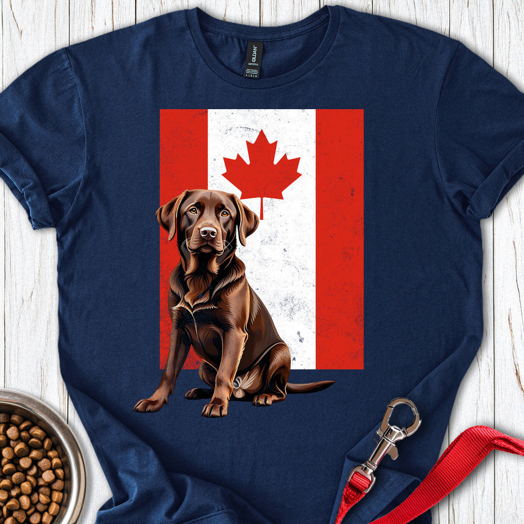Chocolate Labrador Canada Flag Navy