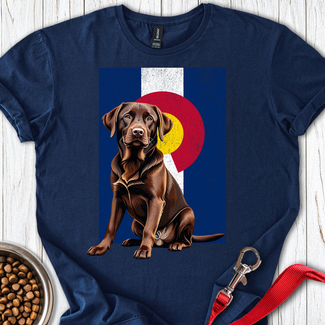 Chocolate Labrador Colorado Flag Navy