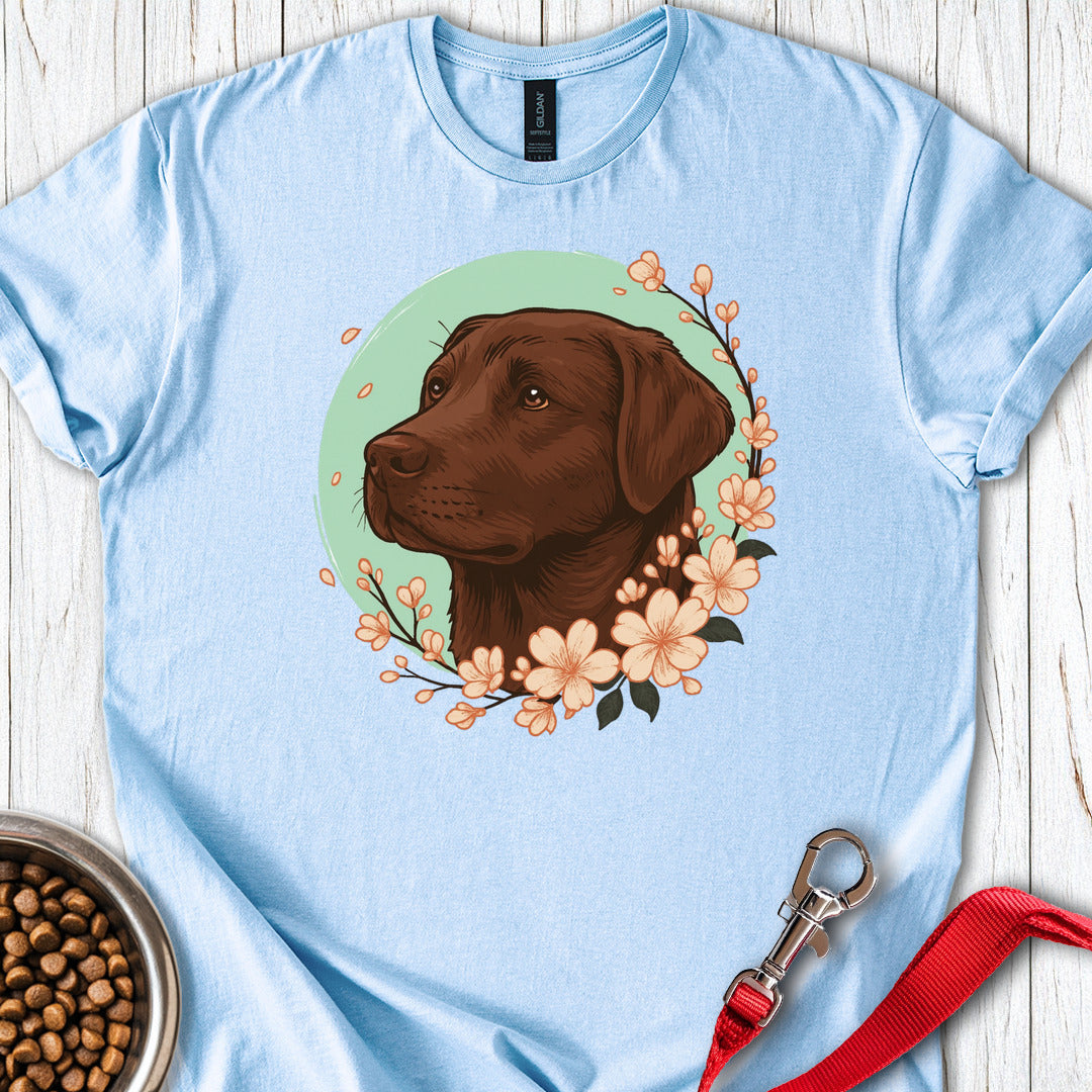Chocolate Labrador Flower Light Blue
