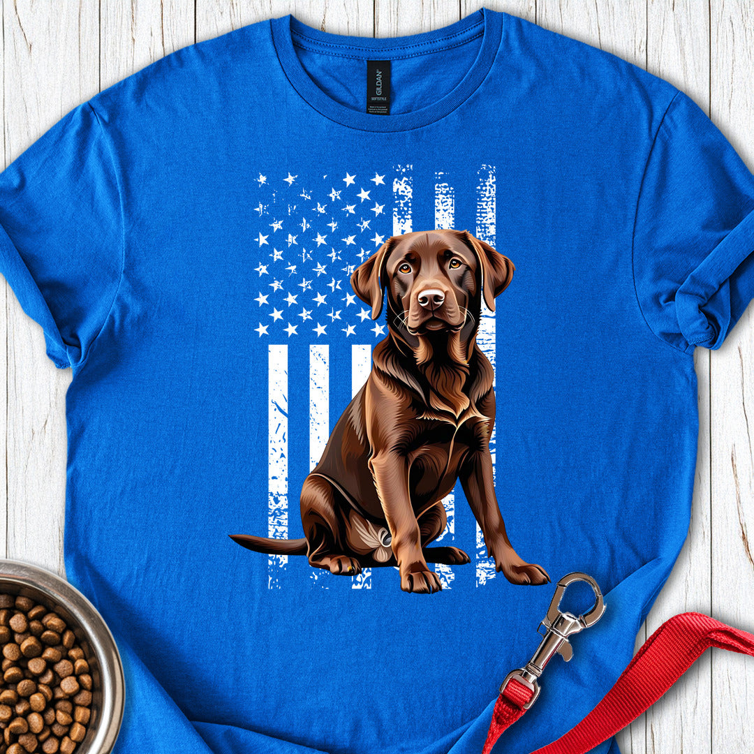 Chocolate Labrador USA Flag Royal