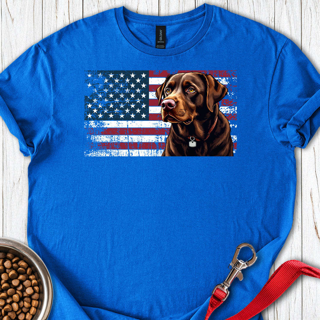 Chocolate Labrador USA Flag Royal