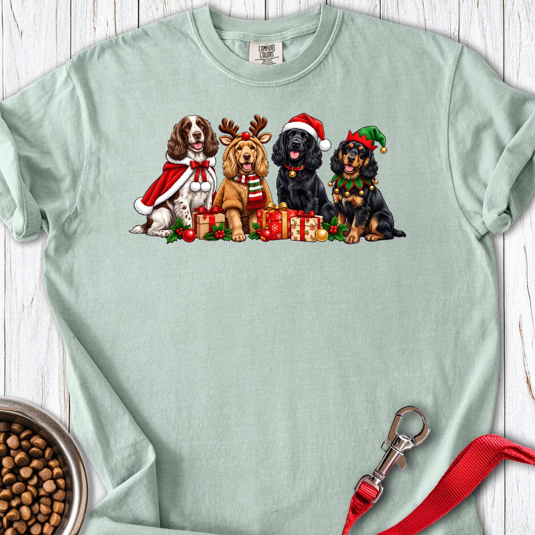 Cocker Spaniel Christmas Group Premium Tee — Bay