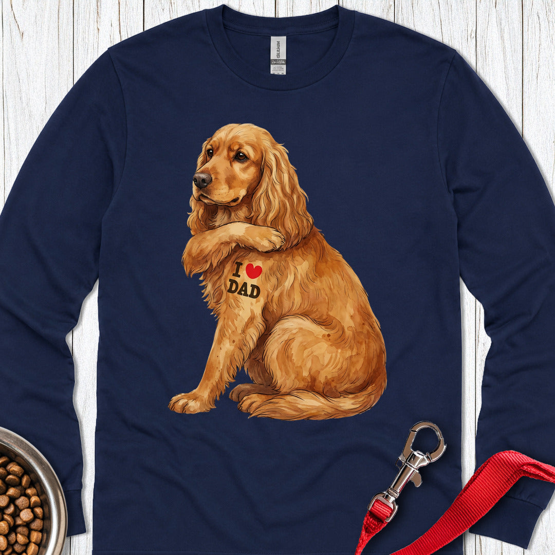 Cocker Spaniel I Love Dad Long Sleeve β Navy