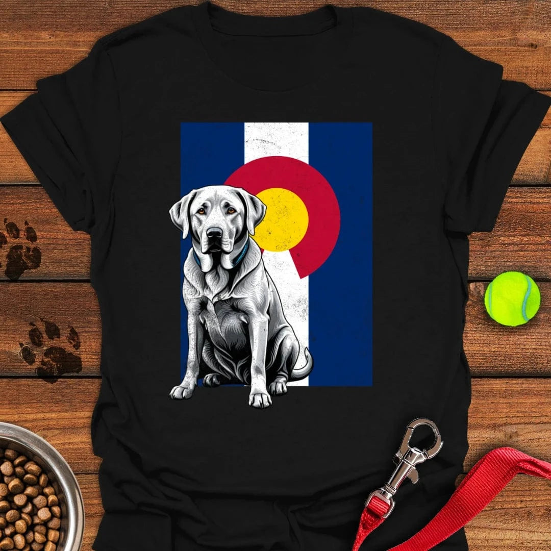 Silver Labrador Colorado Flag T-Shirt Black