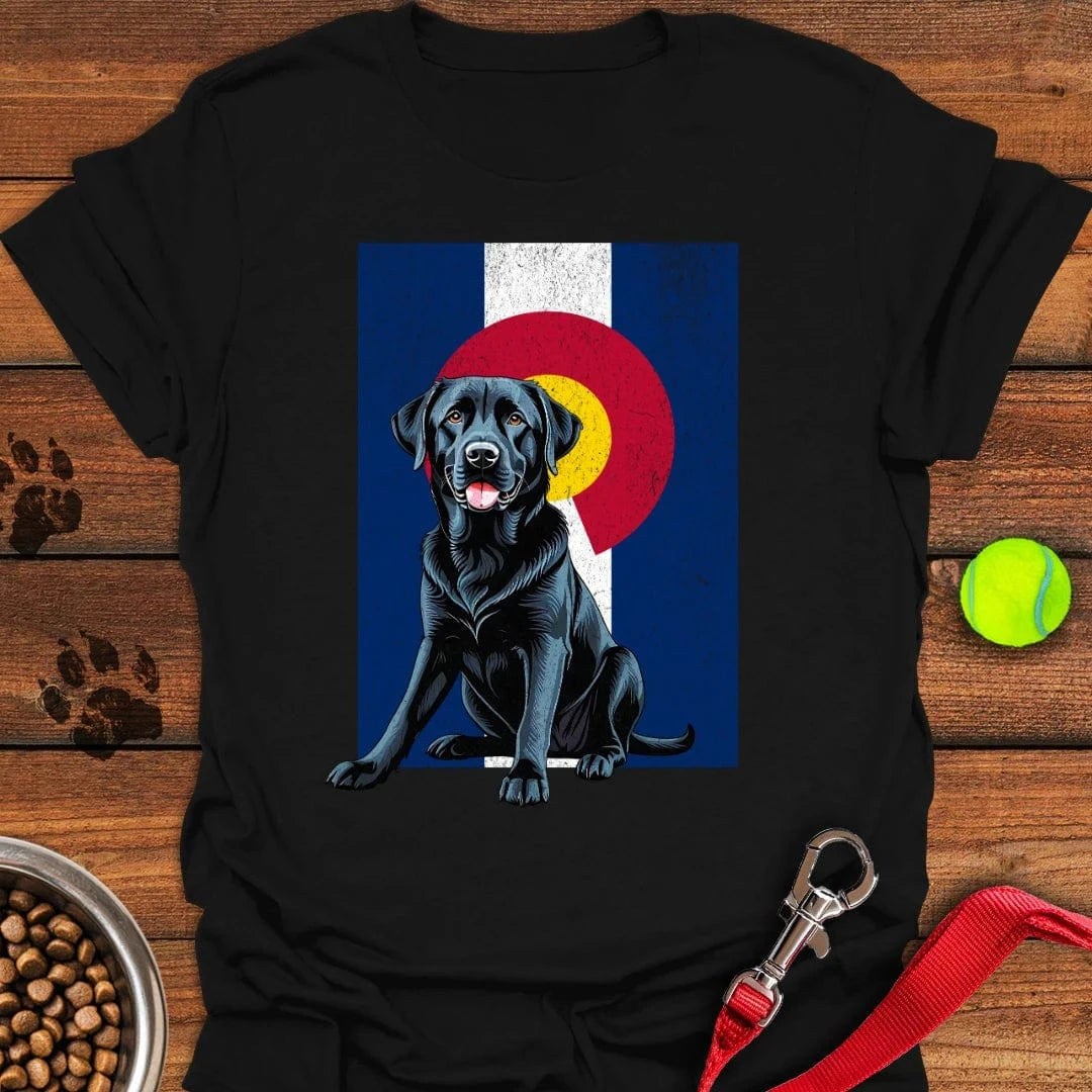 Black Labrador Colorado Flag T-Shirt Black