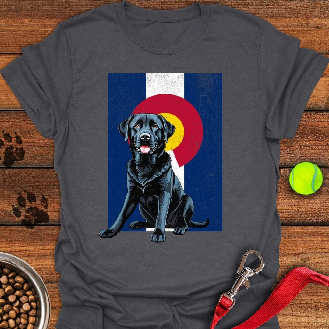 Black Labrador Colorado Flag T-Shirt Dark Heather