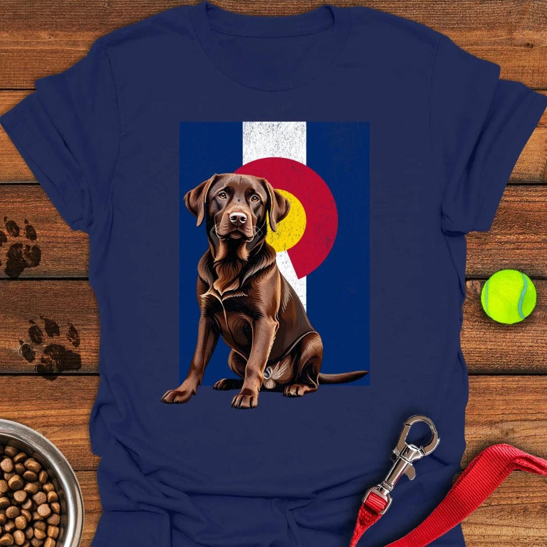 Chocolate Labrador Colorado Flag T-Shirt Navy