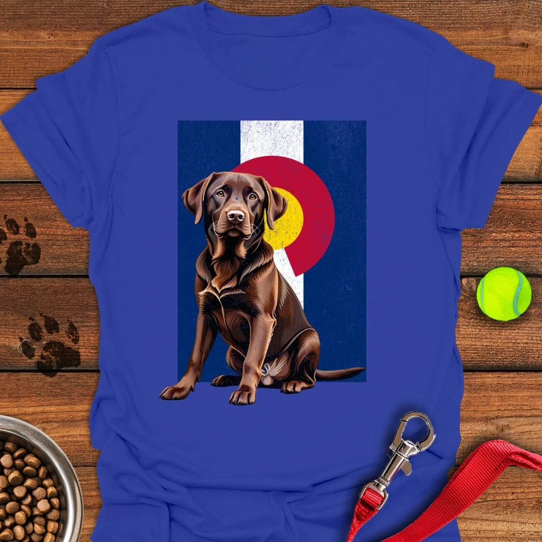 Chocolate Labrador Colorado Flag T-Shirt Royal