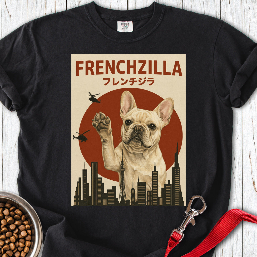 Cream Frenchzilla French Bulldog Premium Tee — Black