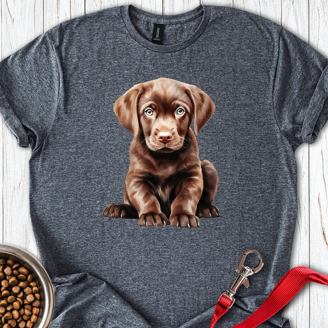 Cute Chocolate Labrador Puppy Dark Heather