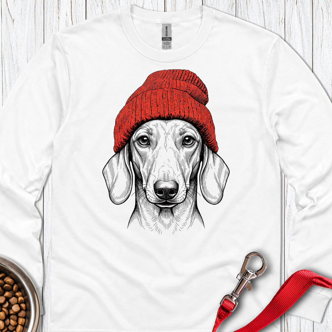 Dachshund Beanie Long Sleeve — White