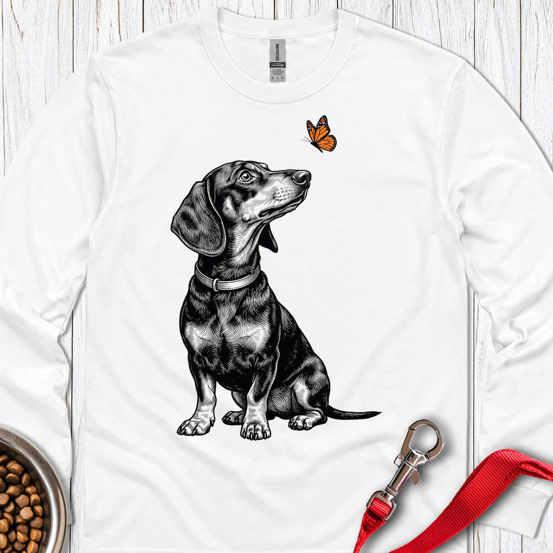 Dachshund Butterfly Long Sleeve β White