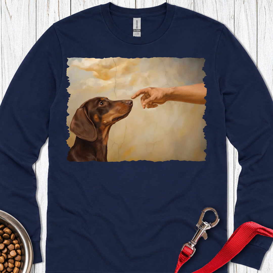Dachshund Creation Chocolate and Tan Long Sleeve β Navy