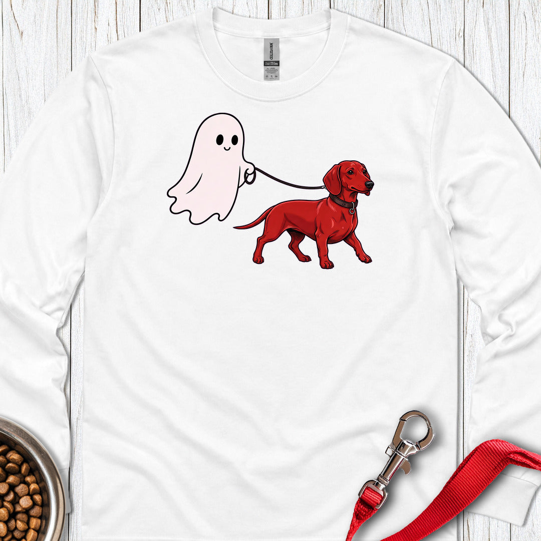 Dachshund Ghost Walk Long Sleeve β White