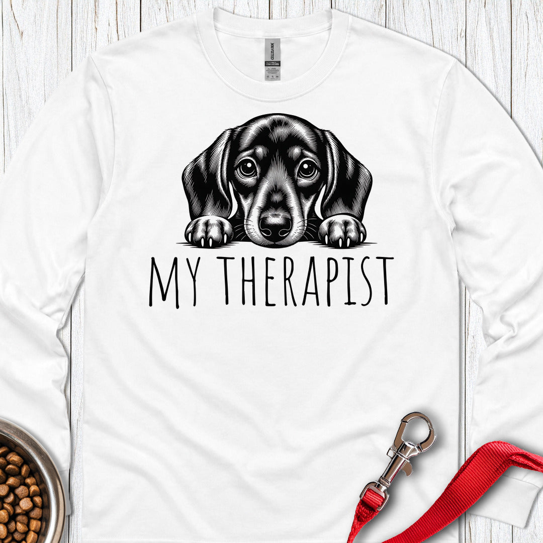 Dachshund My Therapist Long Sleeve White