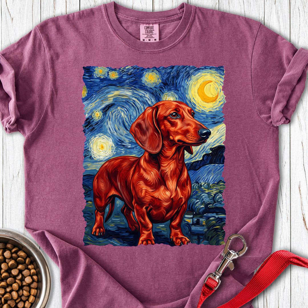 Dachshund Van Gogh Red Premium Tee — Berry