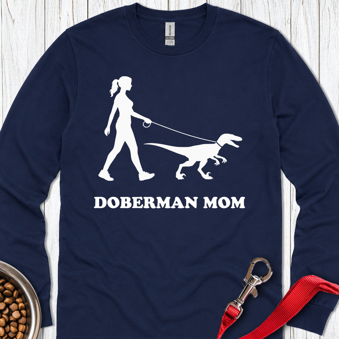 Doberman Mom Long Sleeve — Navy