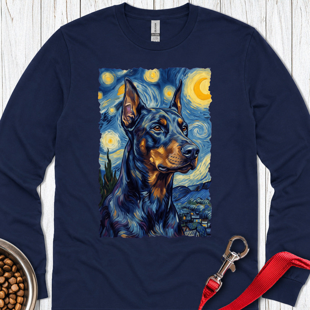 Doberman Van Gogh Long Sleeve β Navy