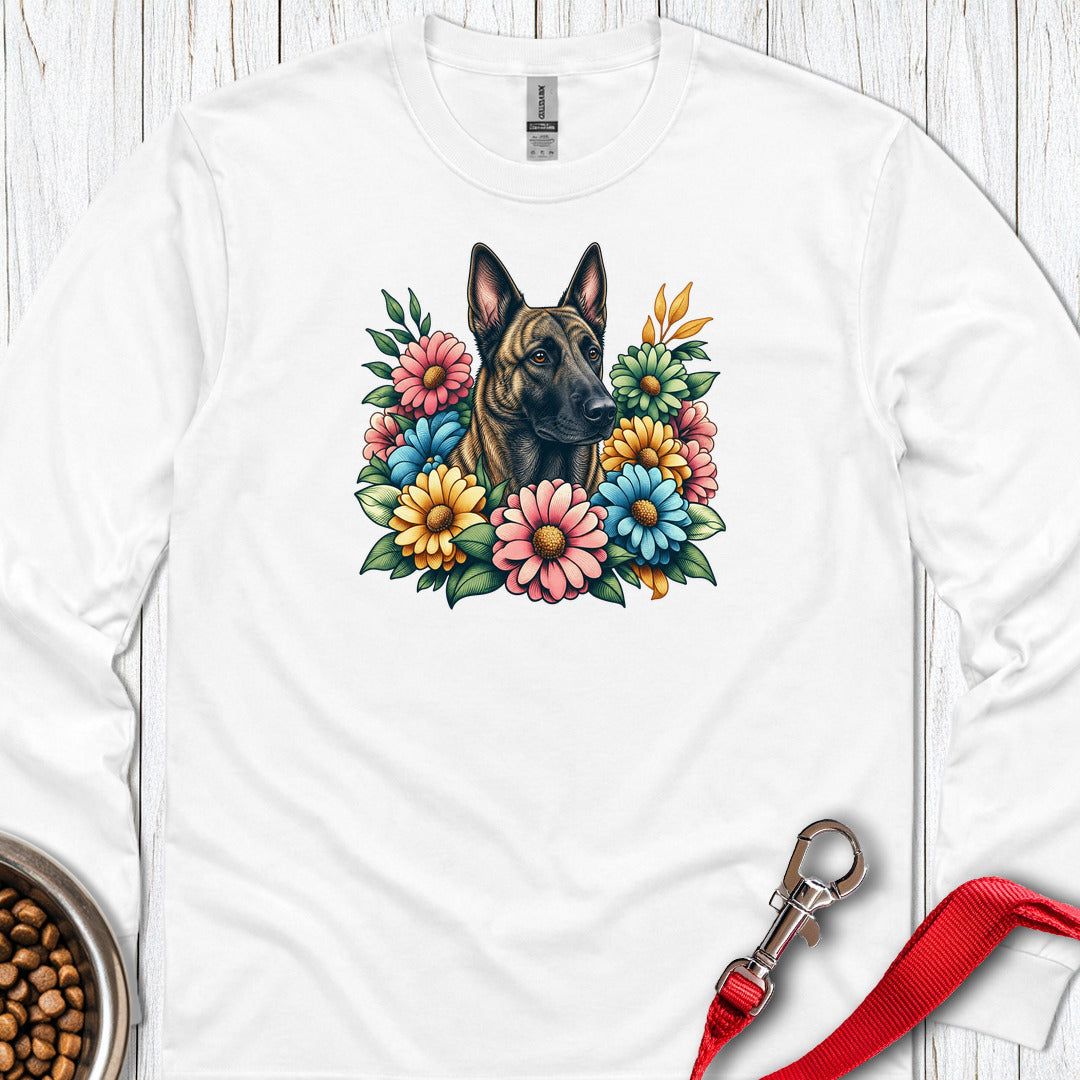 Dutch Shepherd Floral Long Sleeve — White
