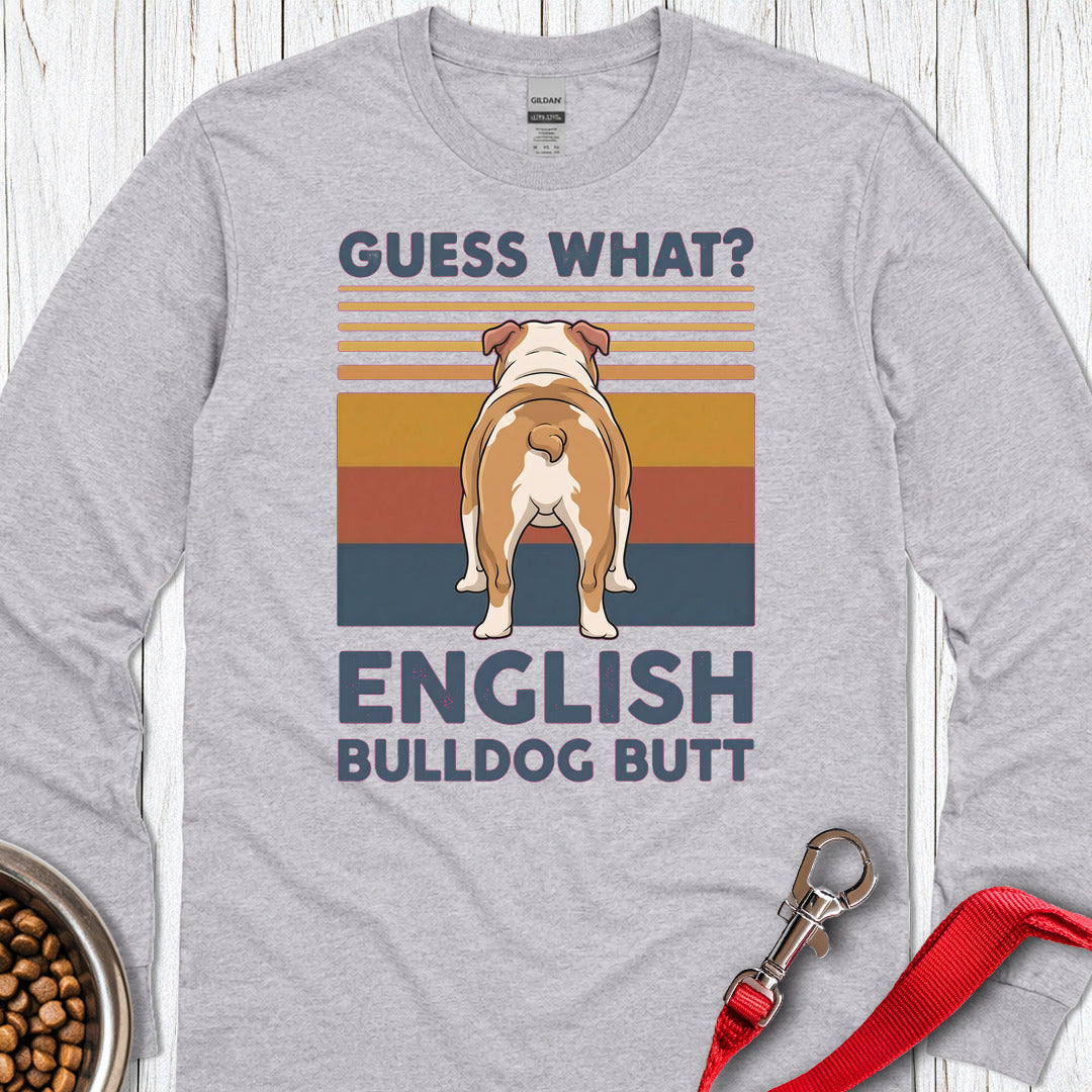 English Bulldog Butt Long Sleeve Sport Grey