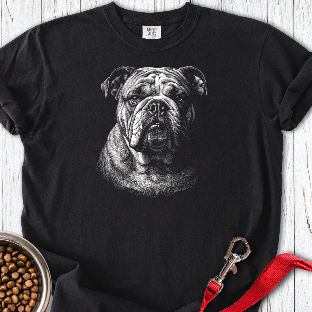 English Bulldog Engraved Premium Tee Black