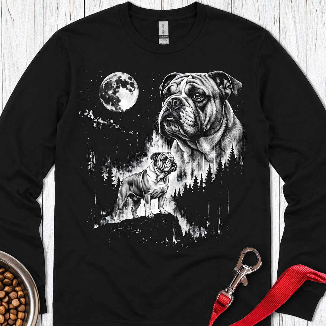 English Bulldog Moonlight Long Sleeve Black