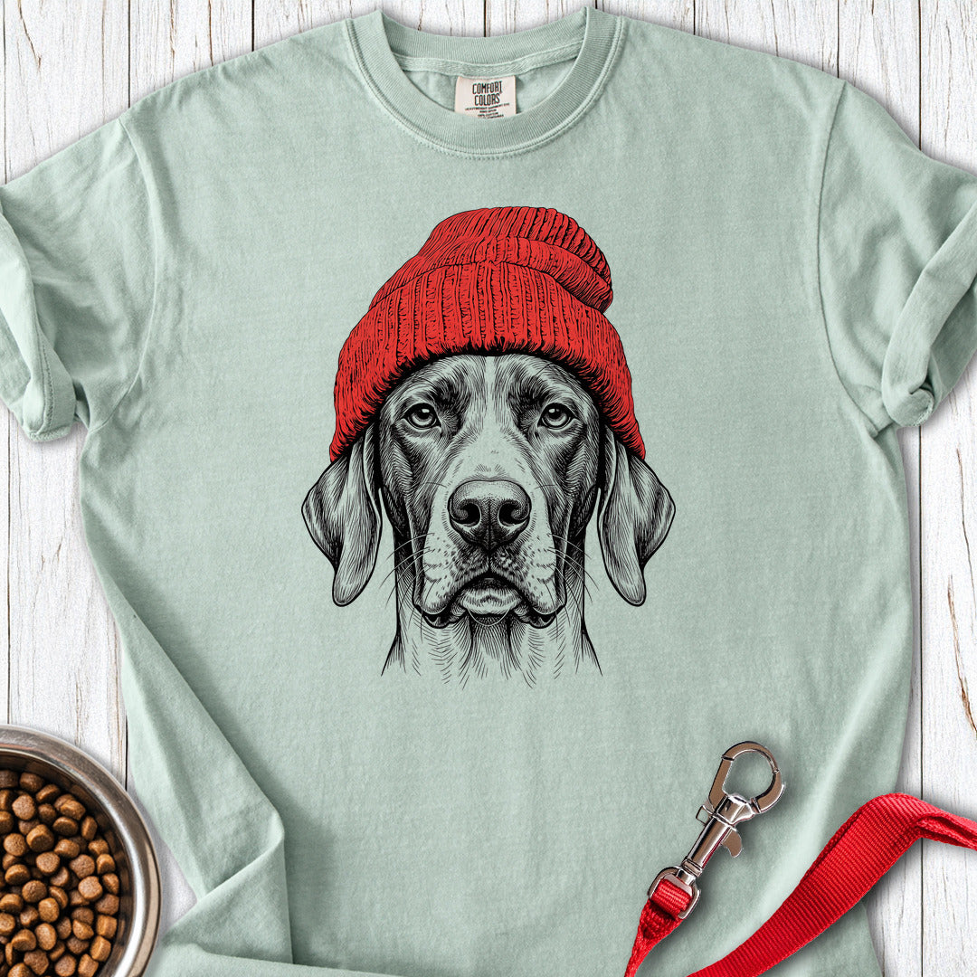 English Pointer Beanie Premium Tee — Bay