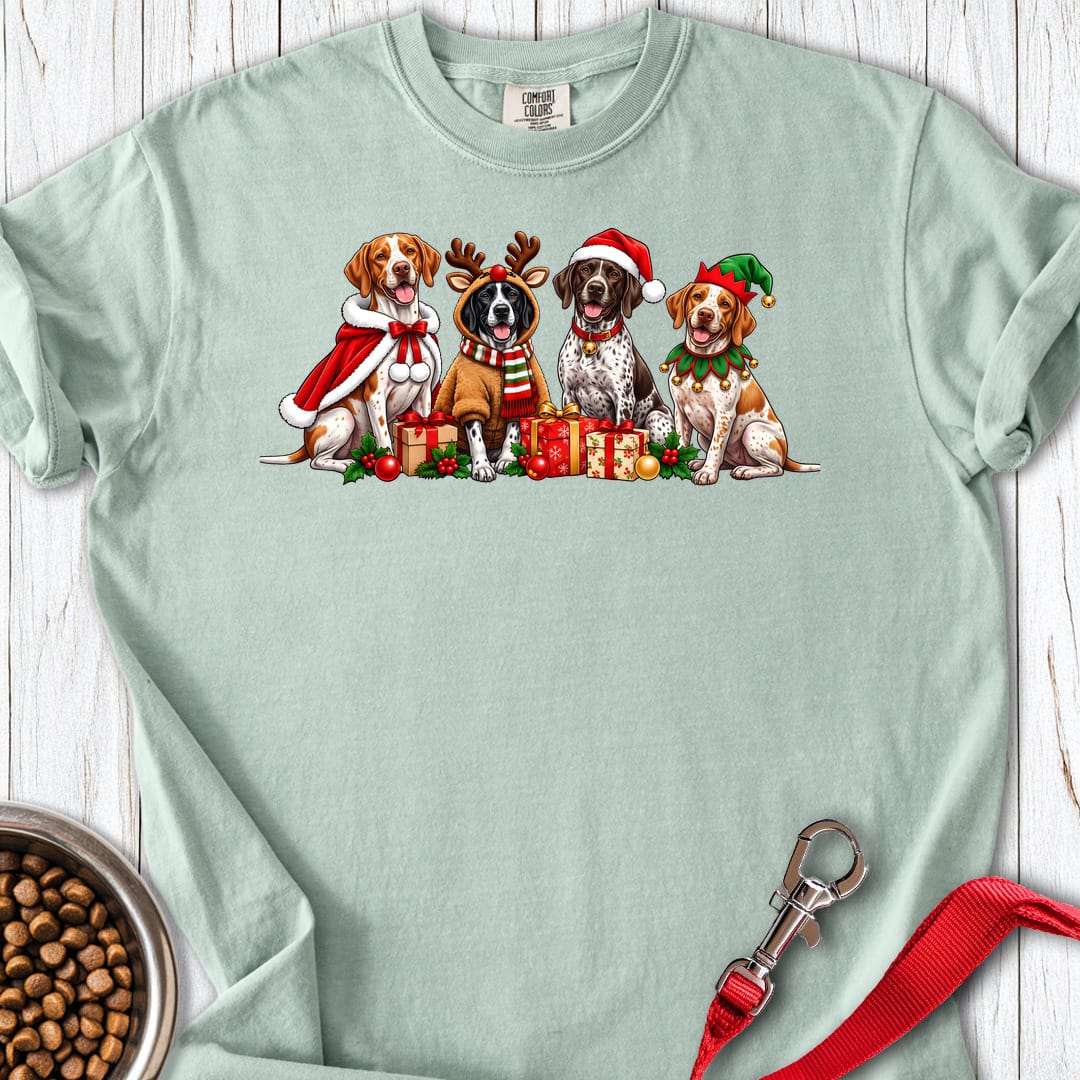 English Pointer Christmas Group Premium Tee Bay
