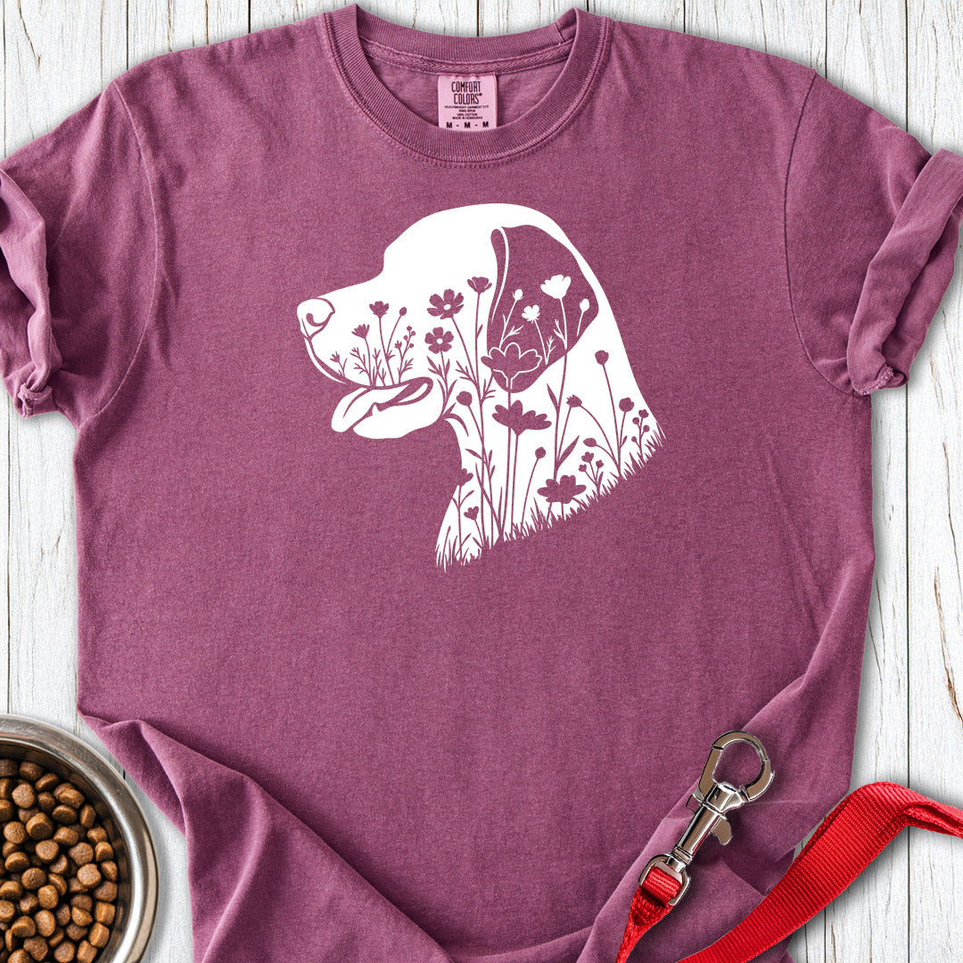 English Pointer Flowers Premium Tee — Berry