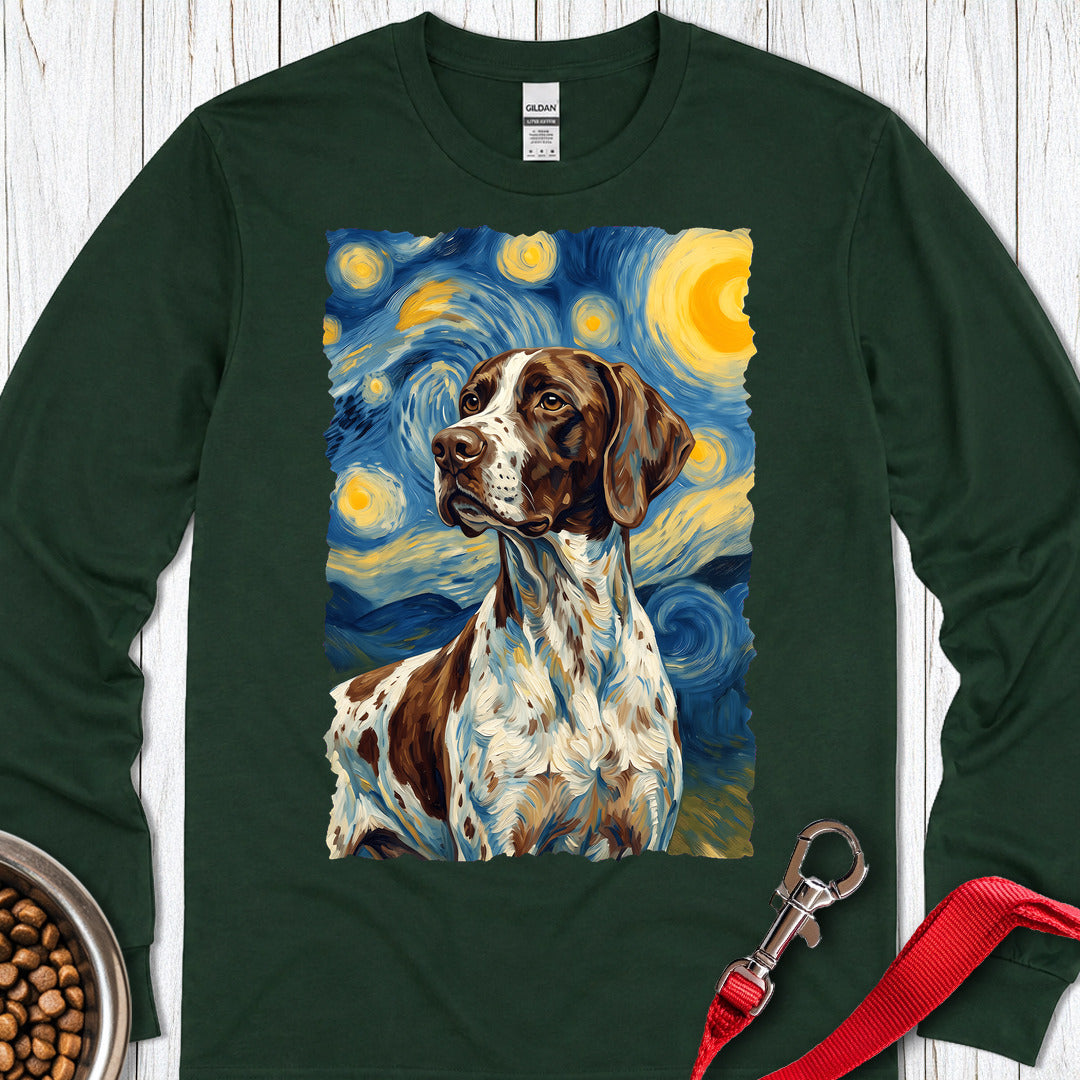 English Pointer Van Gogh Long Sleeve β Forest Green