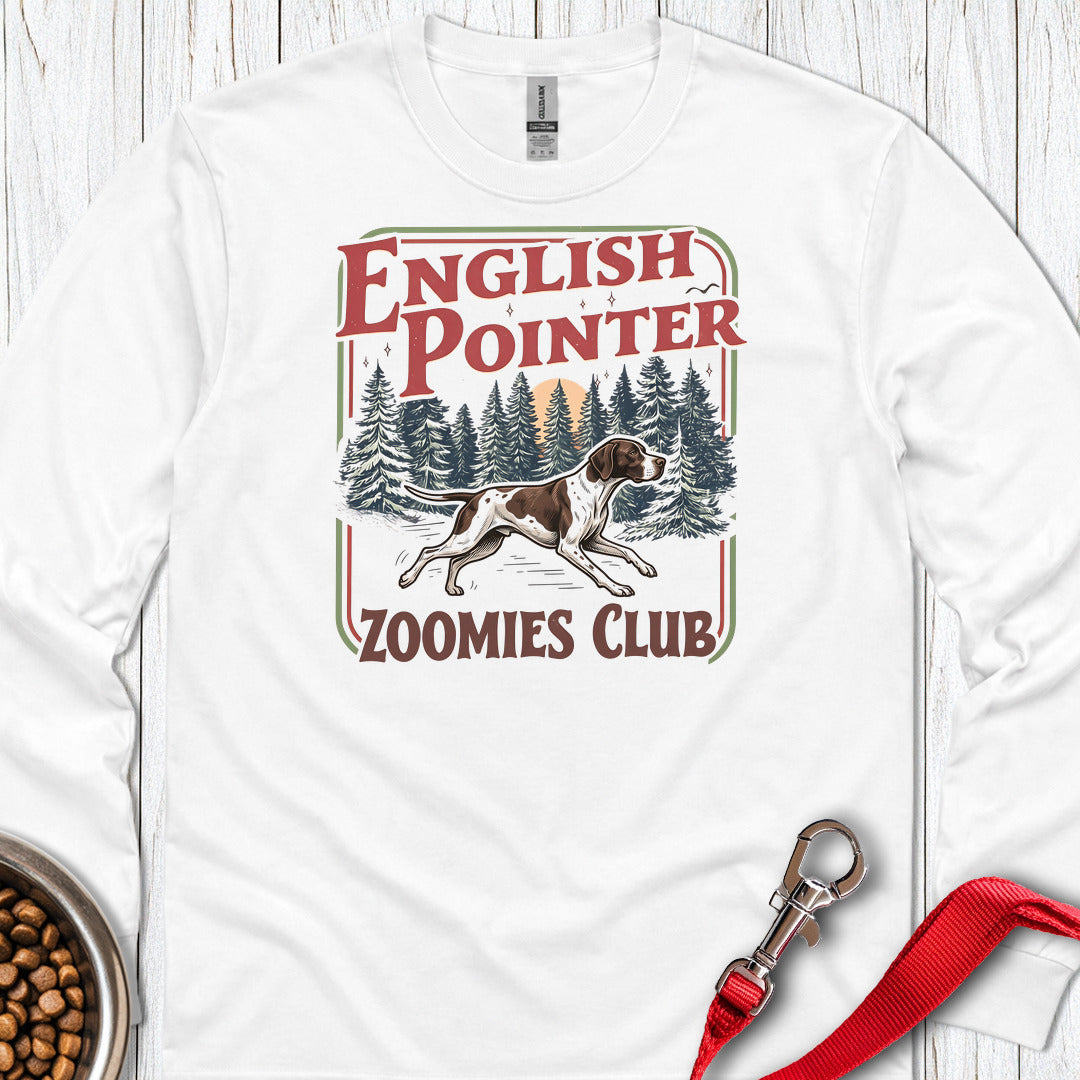 English Pointer Zoomies Club Long Sleeve — White