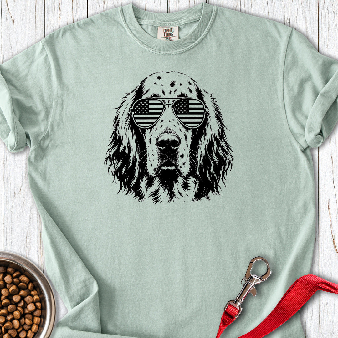 English Setter Flag Shades Premium Tee — Bay