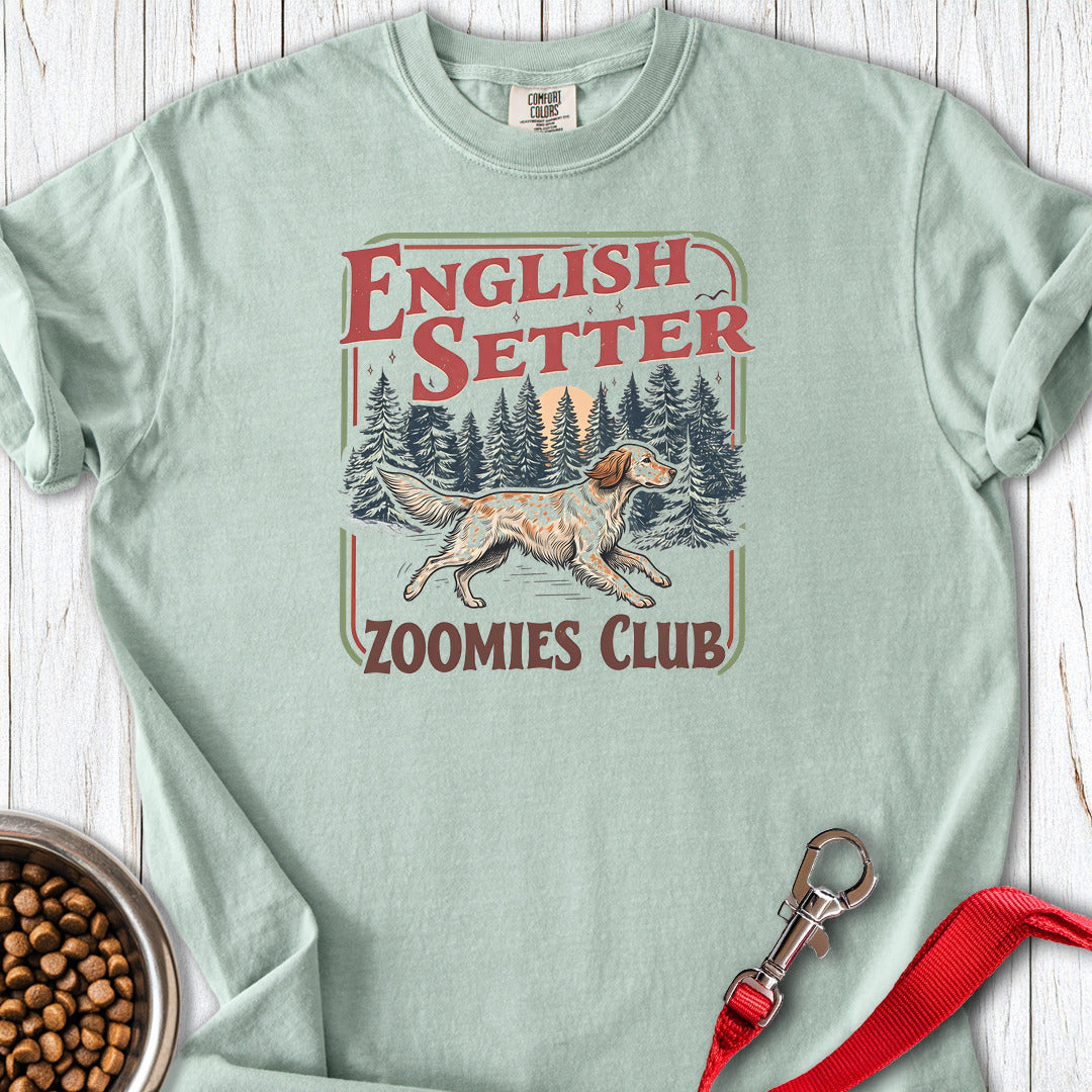 English Setter Zoomies Club Premium Tee — Bay